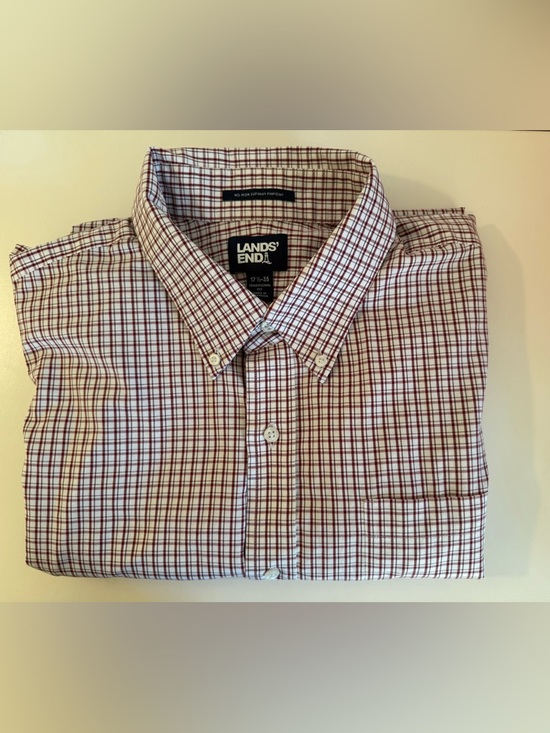 Lands' End Other - Lands End Supima Men’s button-down shirt Red and white tattersall check Size Xl